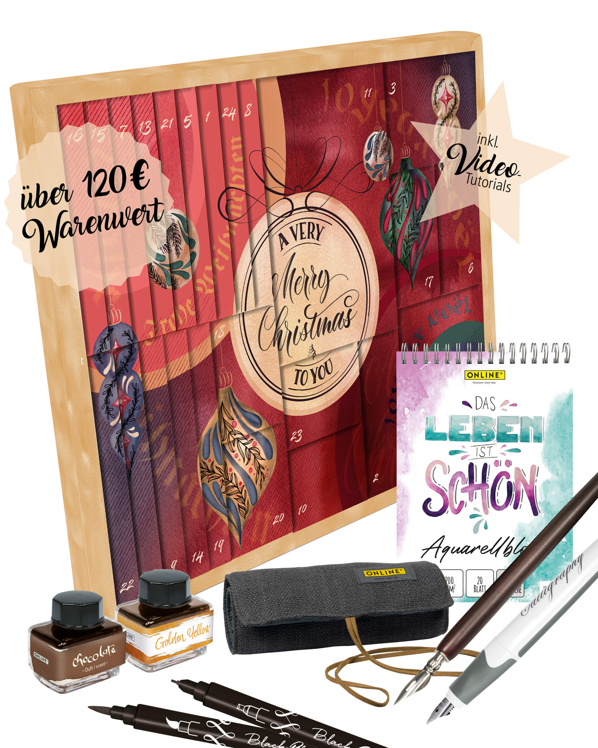 Adventskalender Kalligrafie Ansicht von außen