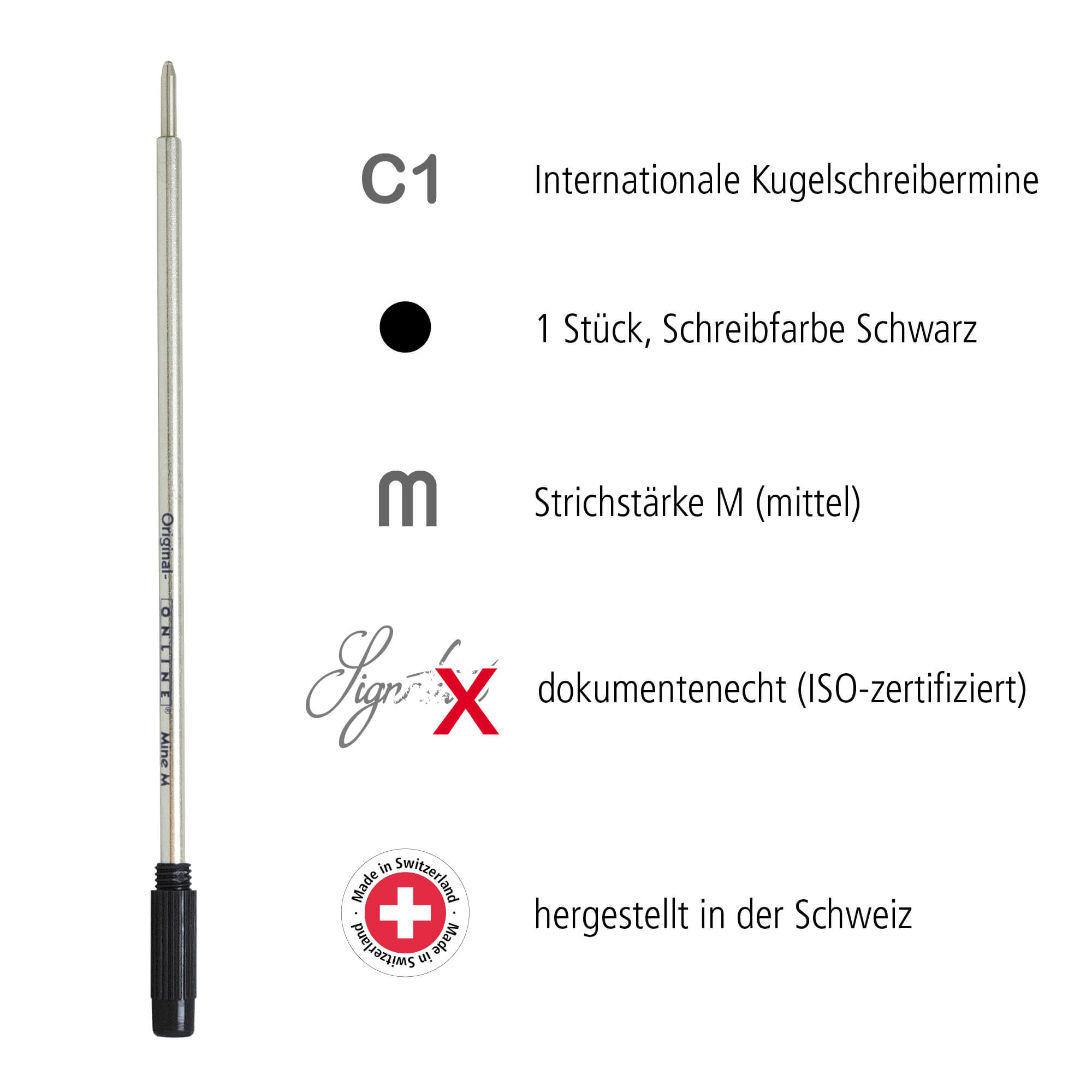 Internationale Kugelschreibermine M