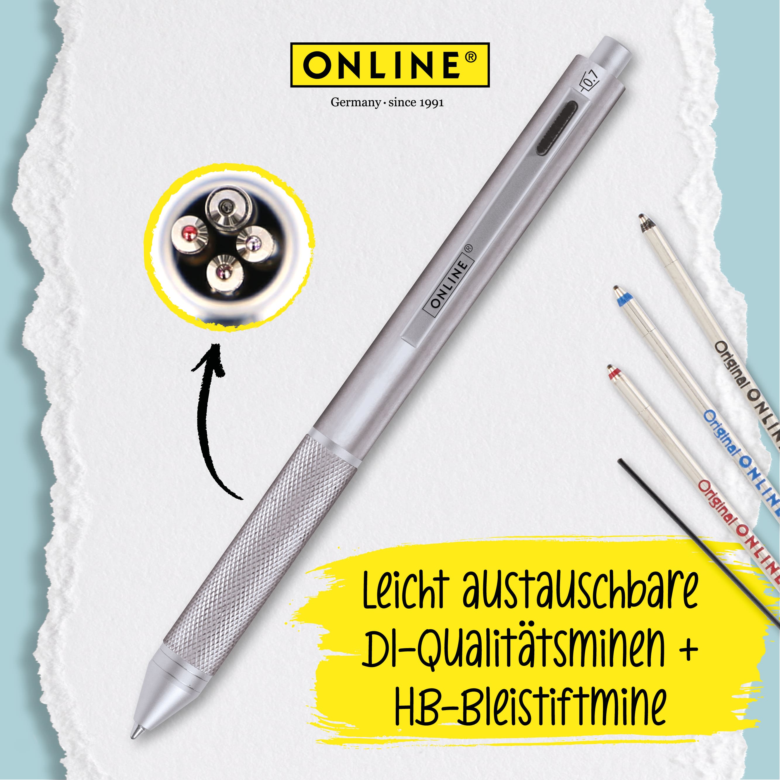 Kugelschreiber Multipen 4-in-1 Silver