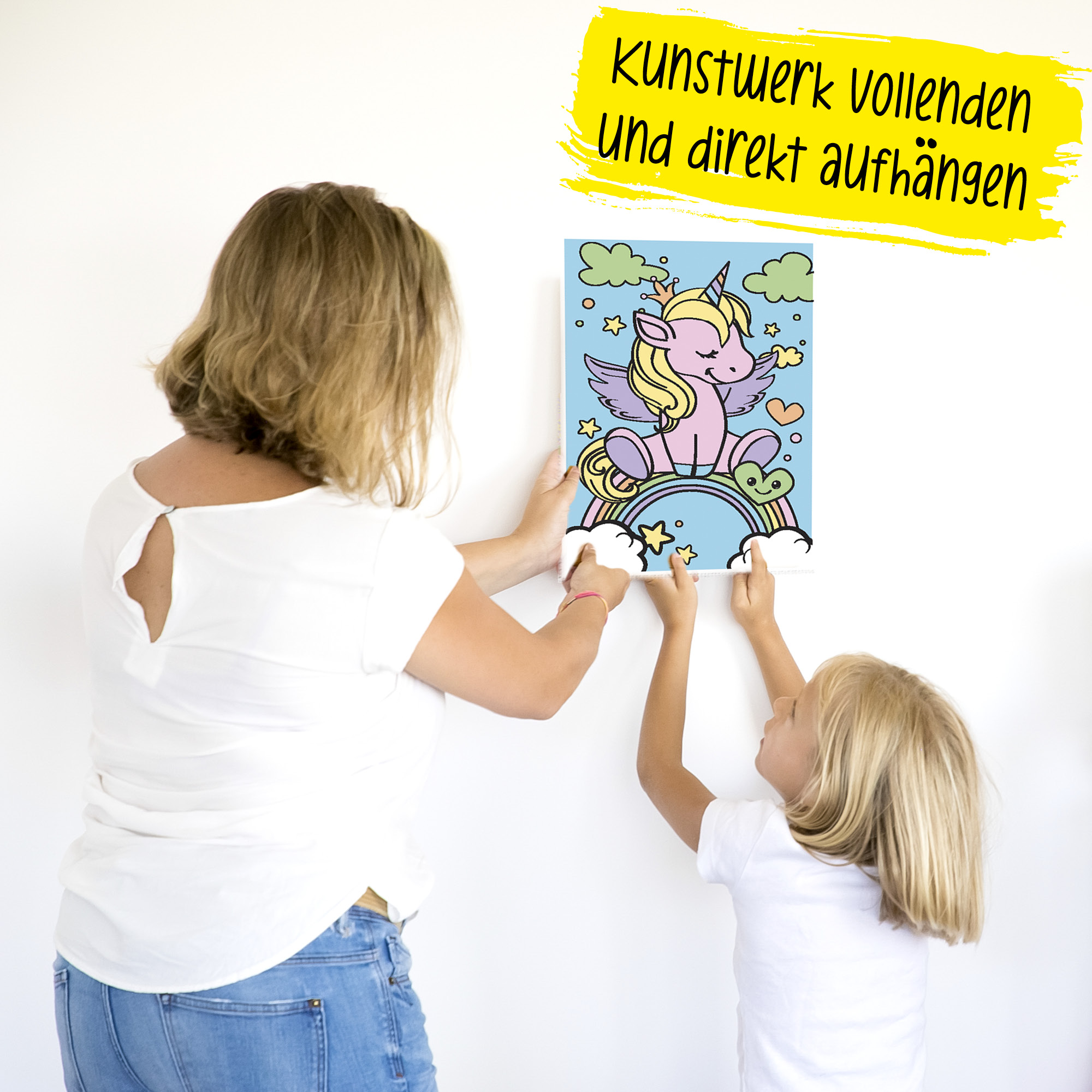 Malen nach Zahlen Kinder, 29x19 cm Leinwand mit Einhorn-Motiv