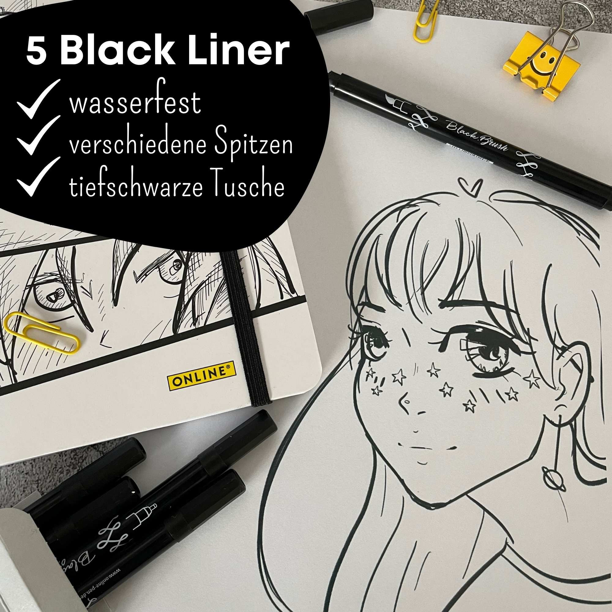 Bullet Journal Manga & Black Lettering Set