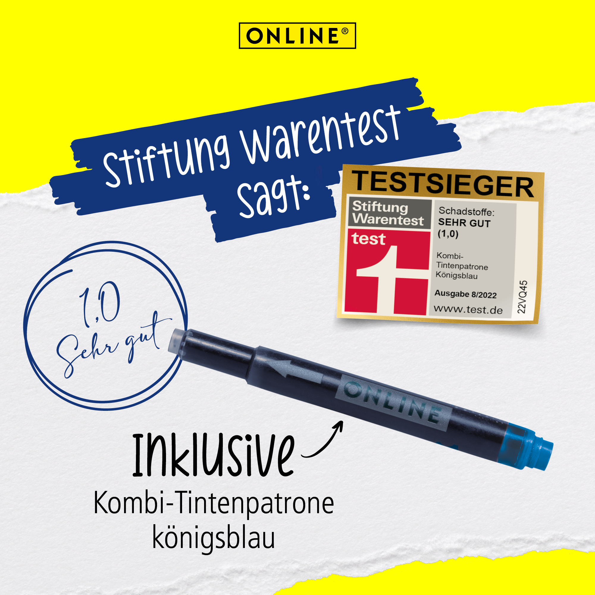 Inklusive Kombi-Tintenpatrone, Testsieger Note 1 "sehr gut"