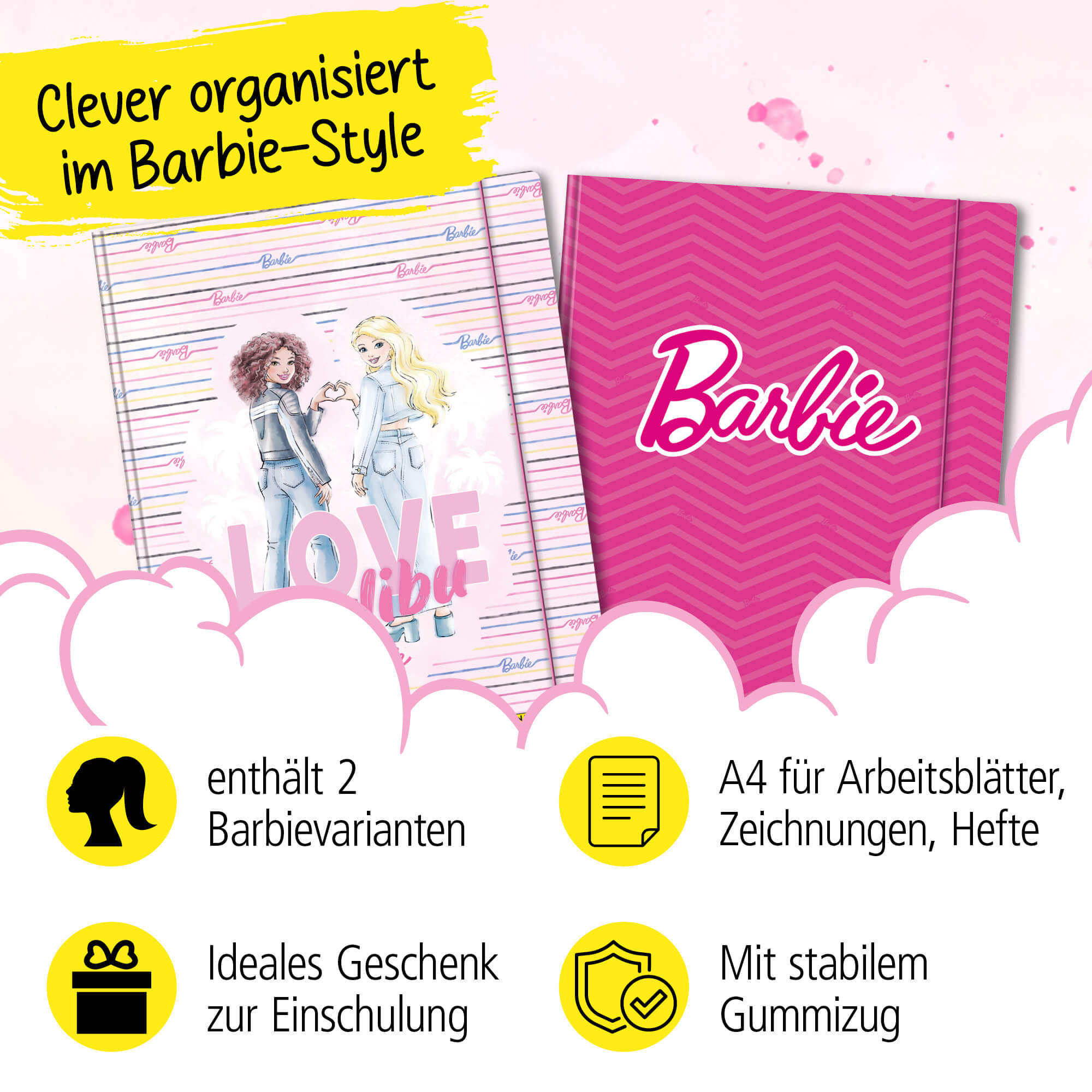 Gummizugmappe A4 Barbie 2er