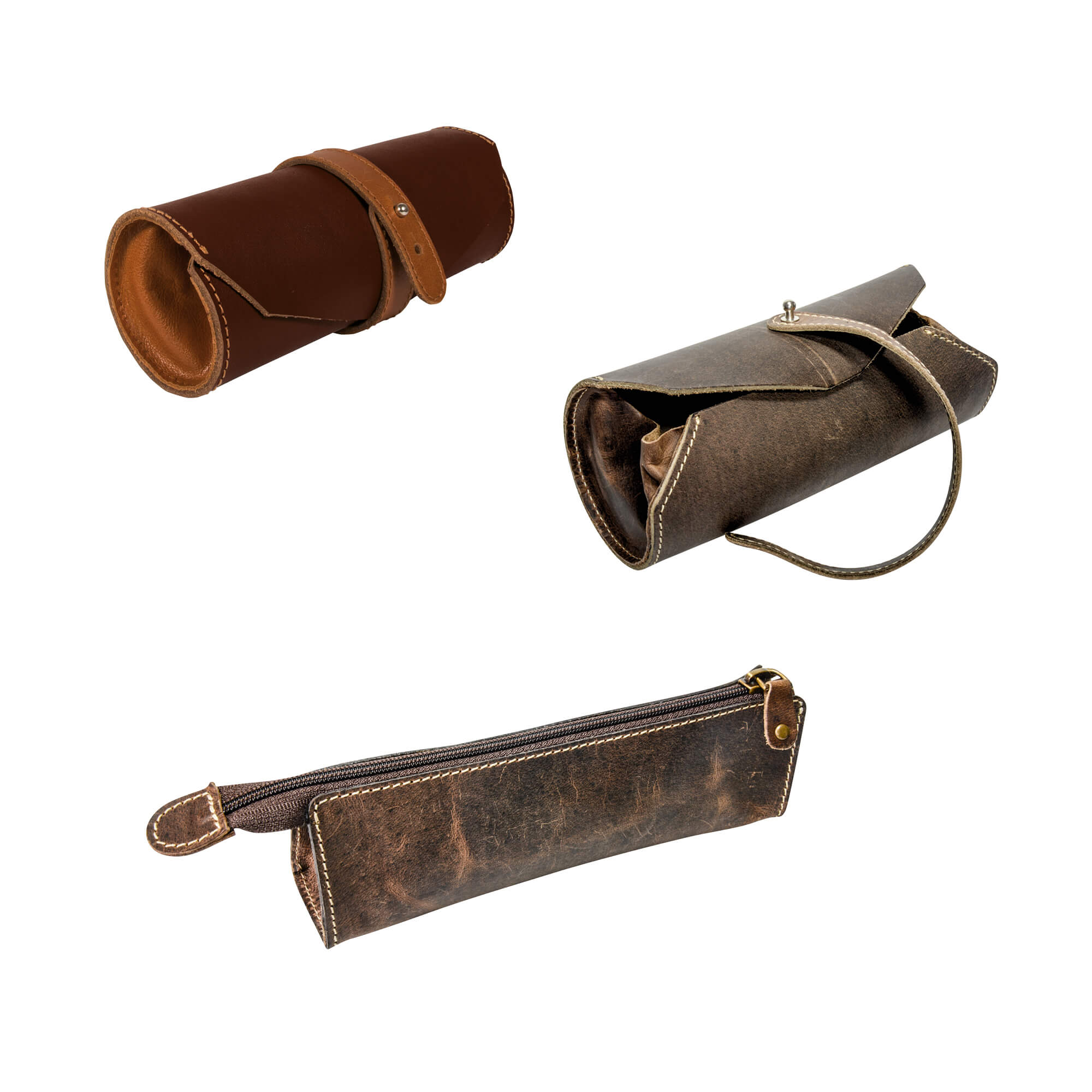 Leather Pen Roll Pouch