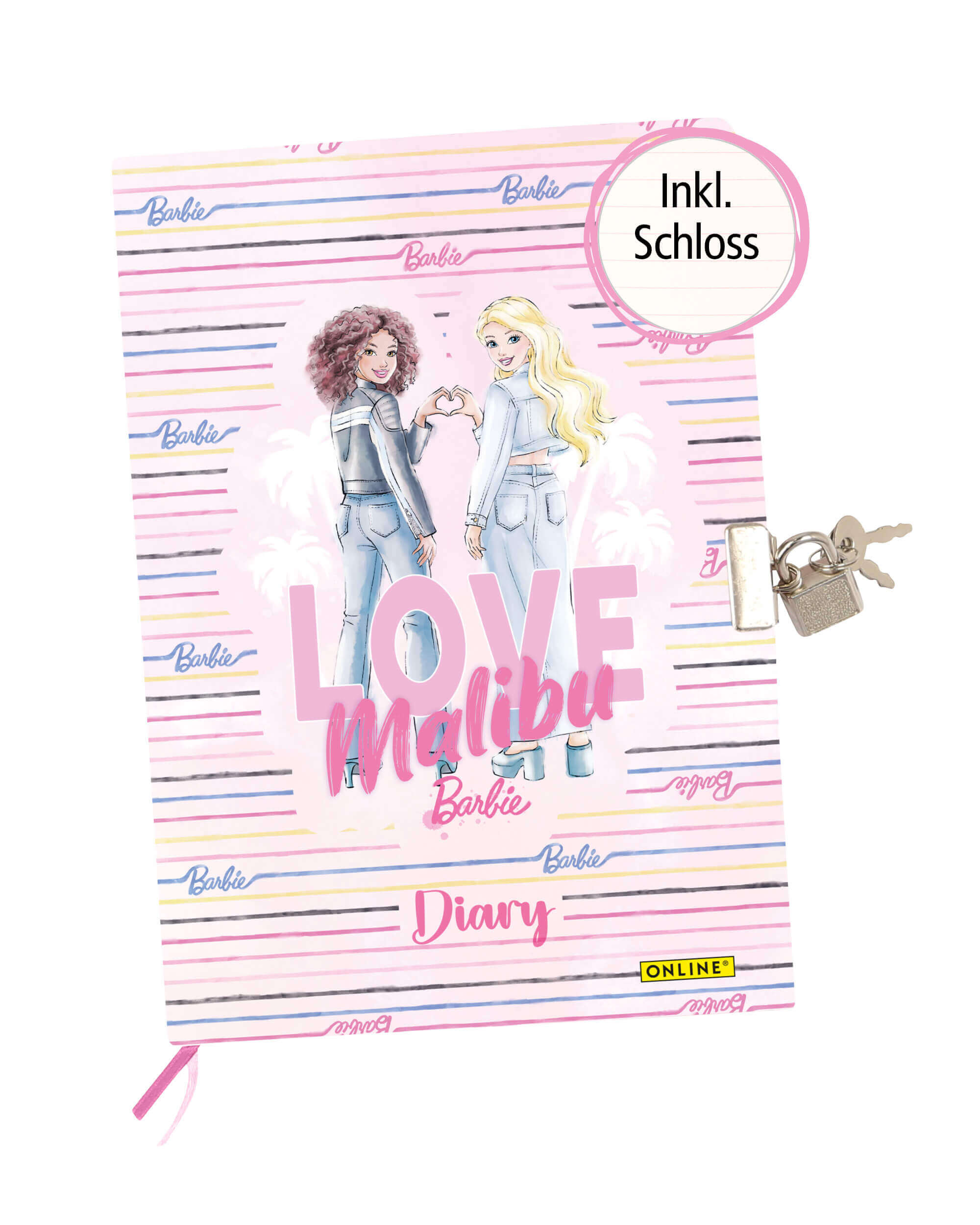 Tagebuch mit Schloss im Barbie Design