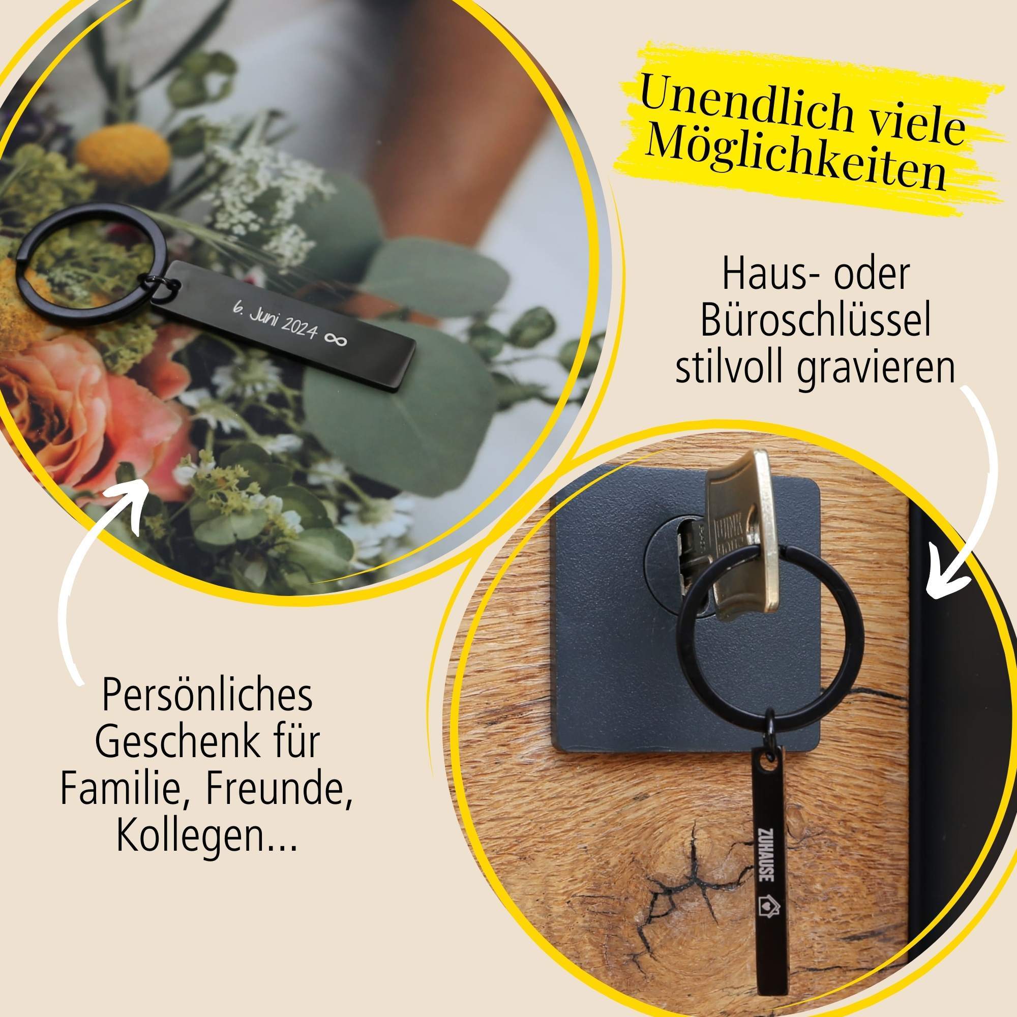Schlüsselanhänger Plättchen Silver Personalisiert
