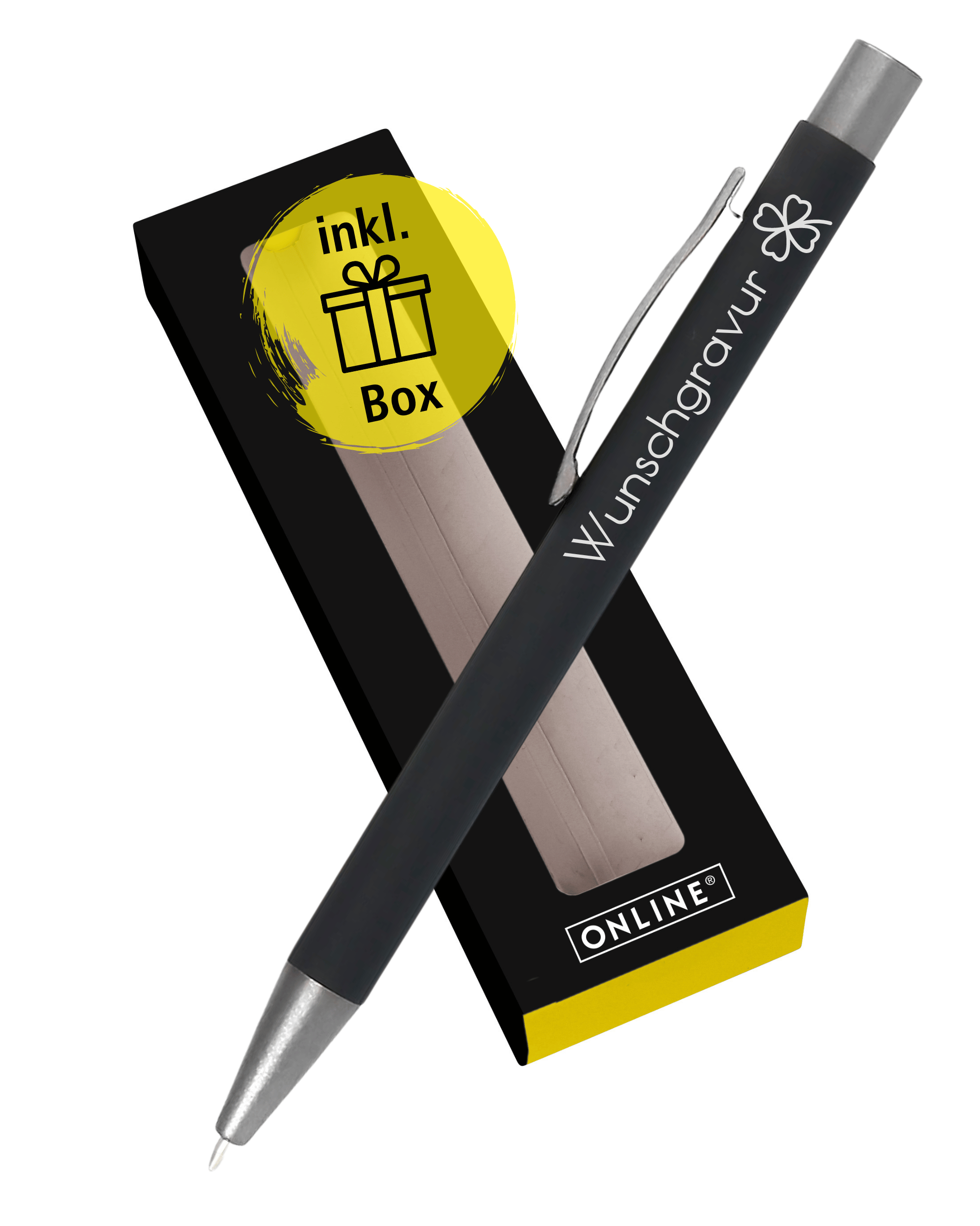 Kugelschreiber Soft Metal Pure Black, personalisiert mit Gravur