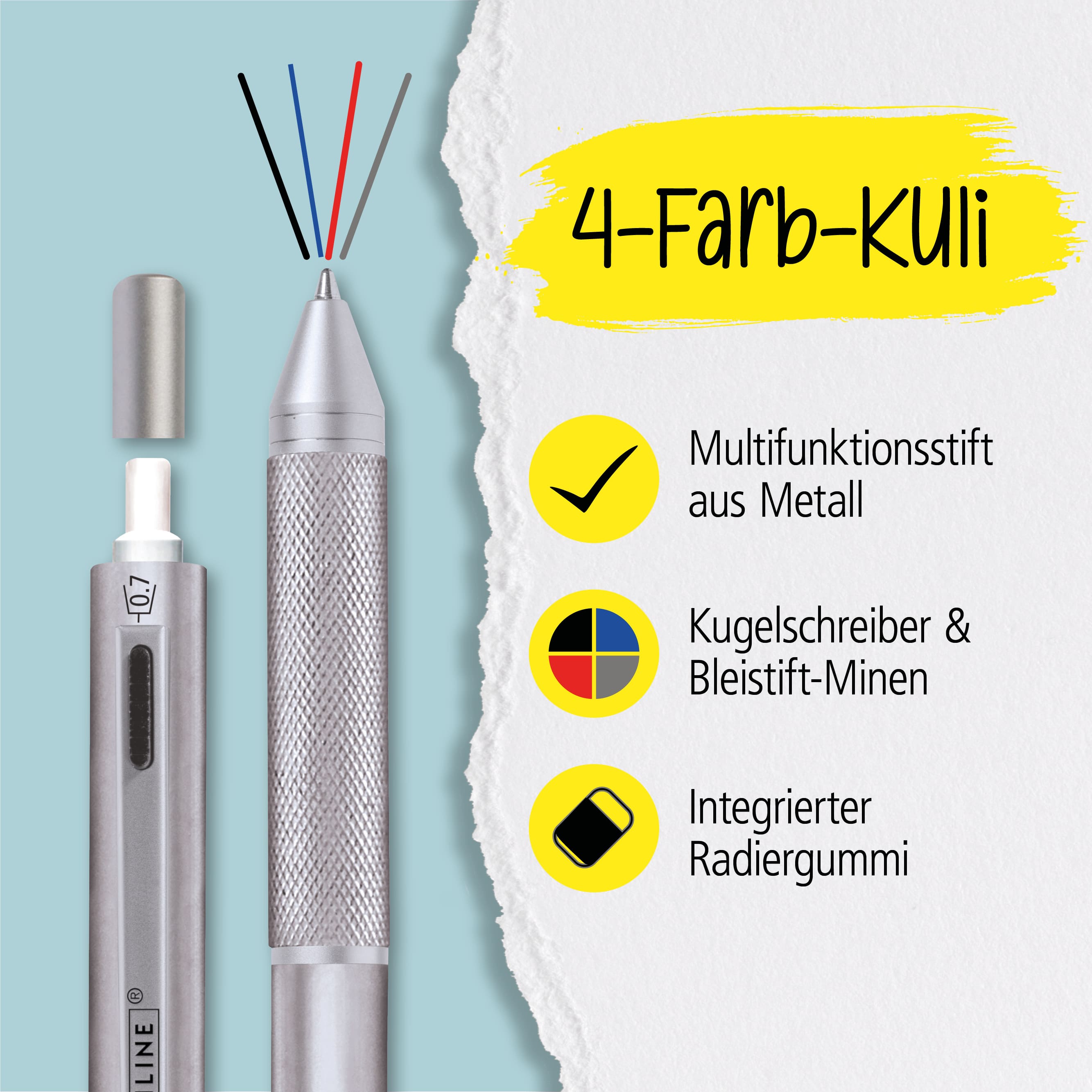 Kugelschreiber Multipen 4-in-1 Silver