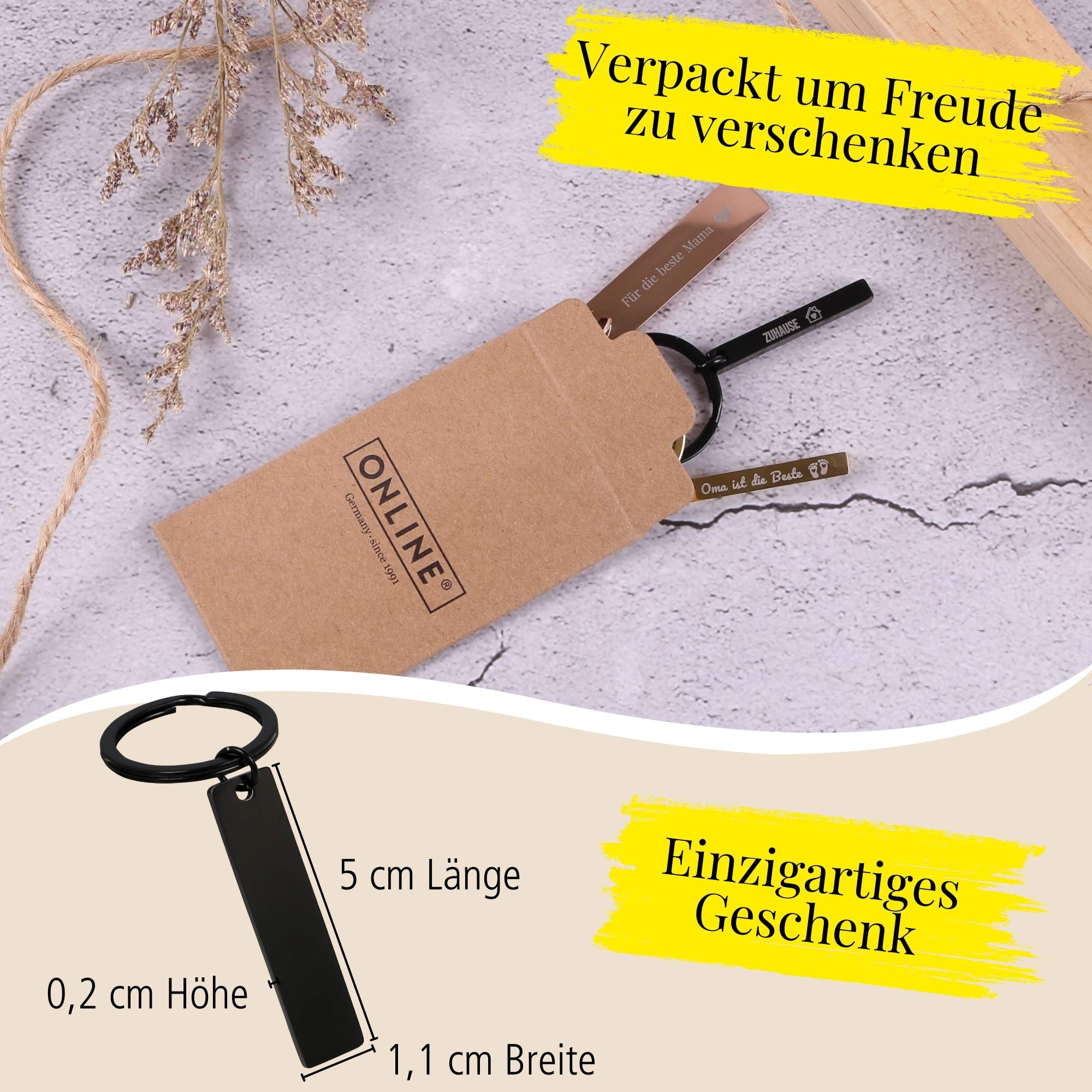 Schlüsselanhänger Plättchen Silver Personalisiert