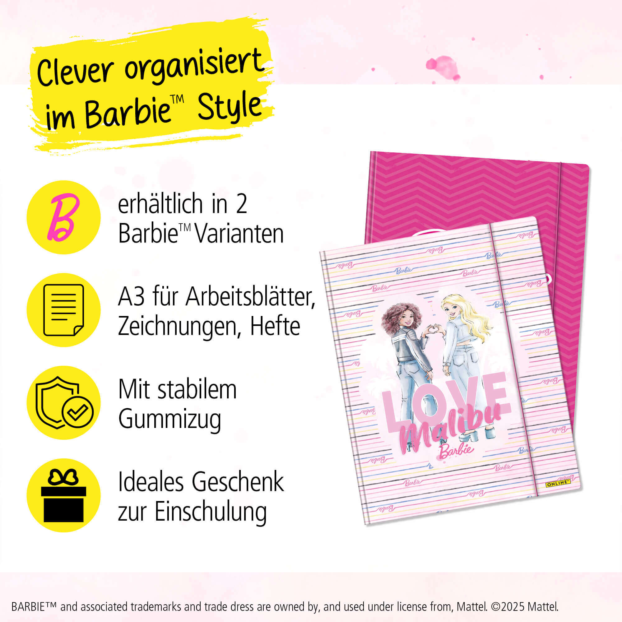 Gummizugmappe A3 Barbie Malibu