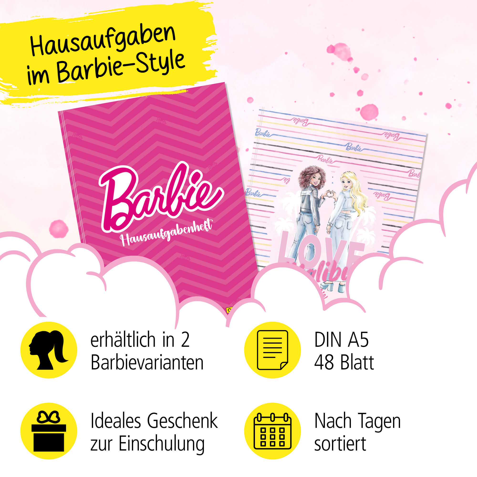 Hausaufgabenheft A5 Pink Barbie