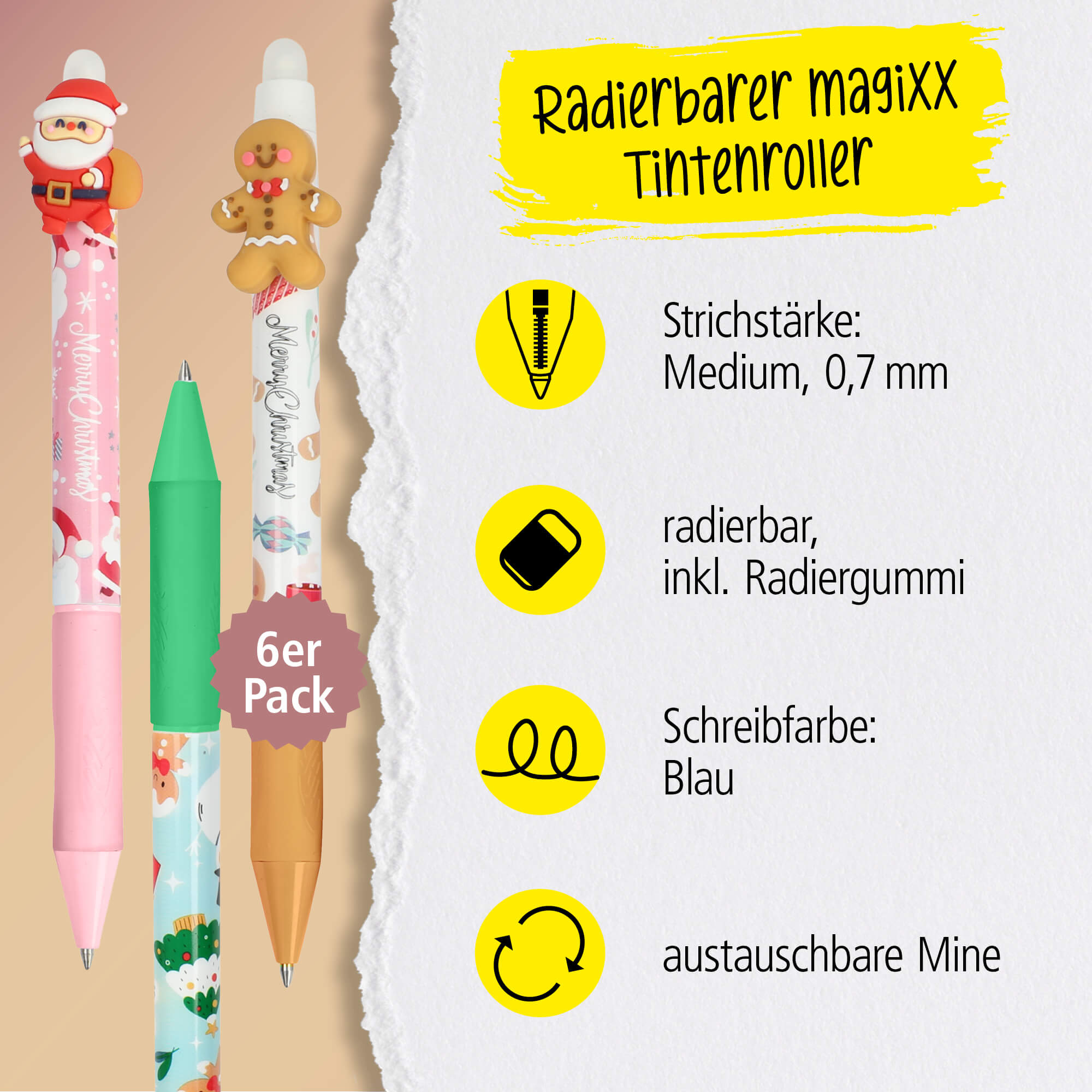 6er Pack Gelpen magiXX Fun XMAS gemischt